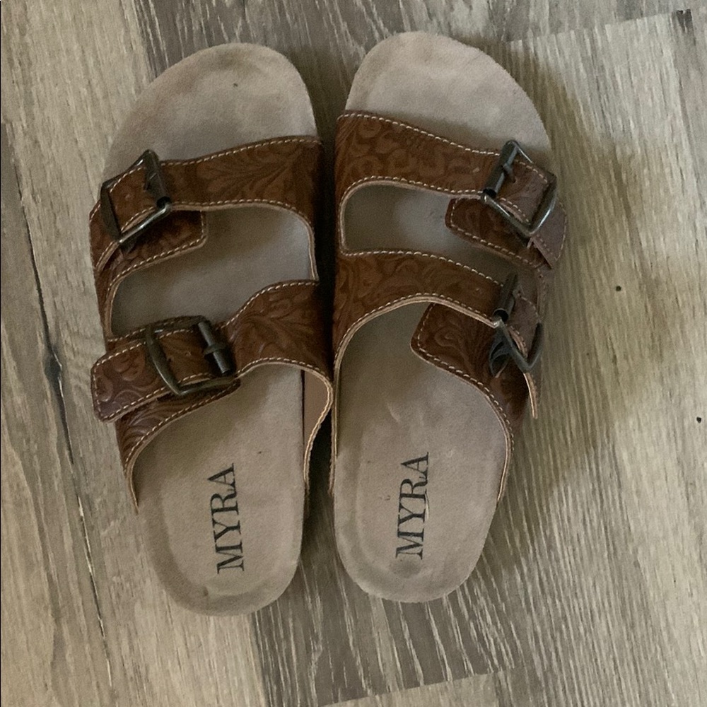 Myra Bag Brown Sandals Cork Sole Comfort